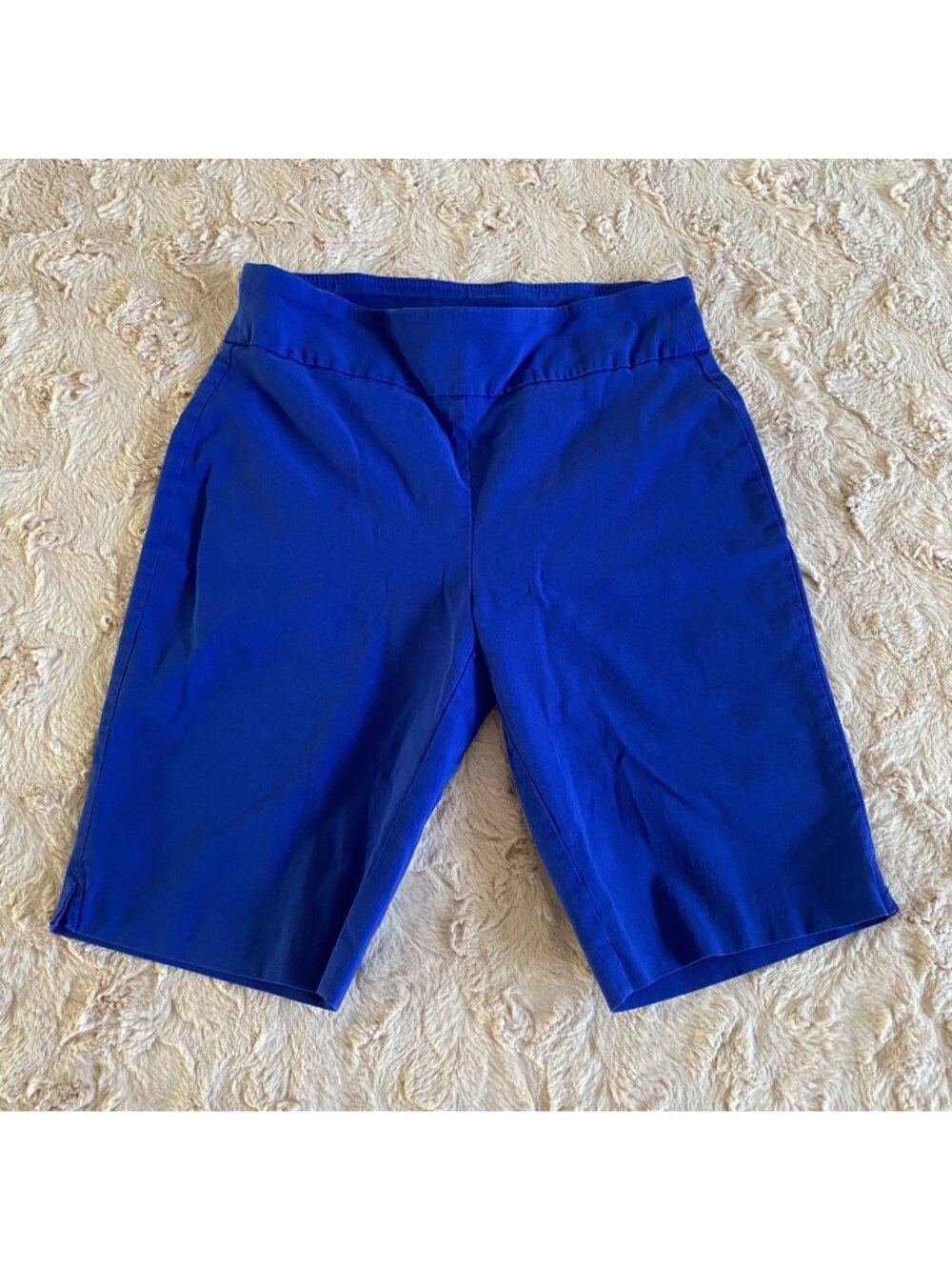DFA New York Womens Petite 8 Capri Pants Cobalt Blue Straight Leg Mid Rise